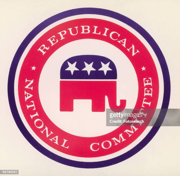 Logo of the Republican National Committee, featuring an elephant, the traditional mascot of the party. USA, date unknown.