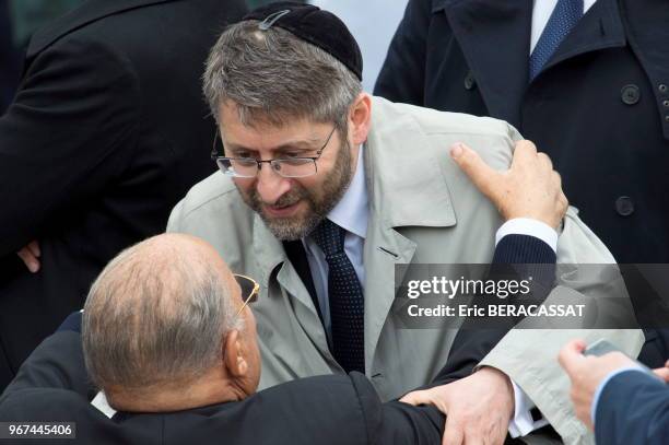 Le Grand Rabbin Haïm Korsia et le recteur de la Mosquée de Paris Dalil Boubakeur lors des commémorations du centenaire de la bataille de Verdun, le...