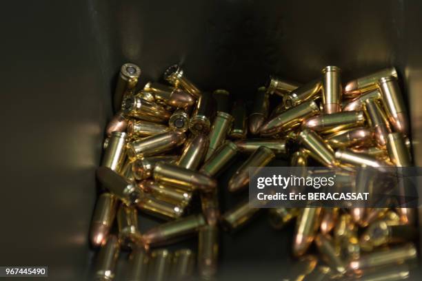 Balles de pistolet automatique 9 mm, centre de tir de la Police Nationale, 30 novembre 2016, Montpellier, France.