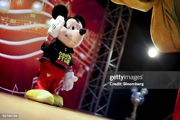Dance Star Mickey, a Fisher-Price Mickey Mouse doll that walks, talks and dances, is displayed at Toy Fair 2010 in New York, U.S., on Sunday, Feb....