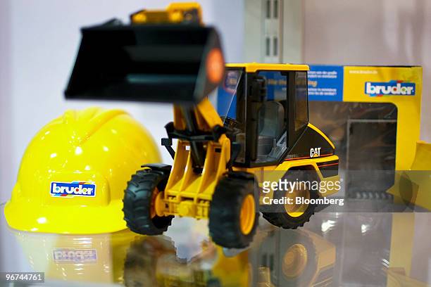 Bruder Toys America Inc. Caterpillar Inc. Wheel loader is displayed at Toy Fair 2010 in New York, U.S., on Sunday, Feb. 14, 2010. The trade show,...