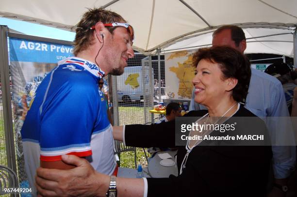 La ministre des Sports et de la Sante Roseline Bachelot-Narquin et Christophe Moreau.