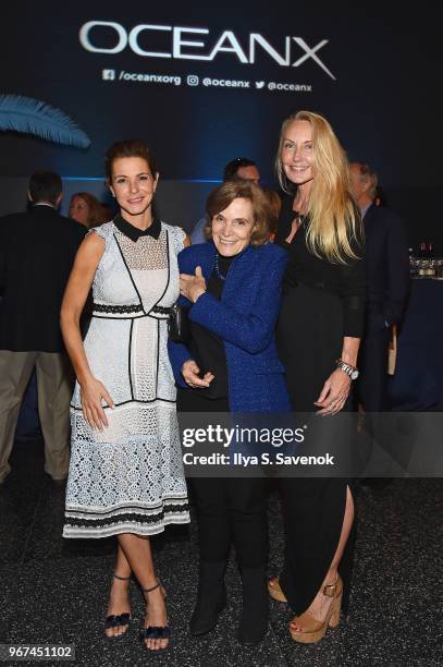 Stephanie Ruhle, conservationist and author Sylvia Earle, and Shari Sant Plummer attend the Launch Of OceanX, a bold new initiative for ocean...