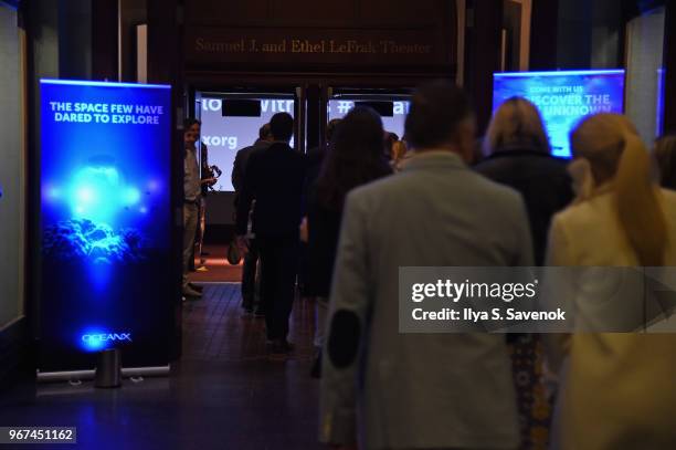 Guests attend the Launch Of OceanX, a bold new initiative for ocean exploration, at the American Museum of Natural History on June 4, 2018 in New...