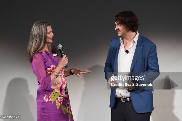 Producer, "Blue Planet II," Orla Doherty and OceanX Media Founder and Creative Director Mark Dalio speak onstage during the Launch Of OceanX, a bold...