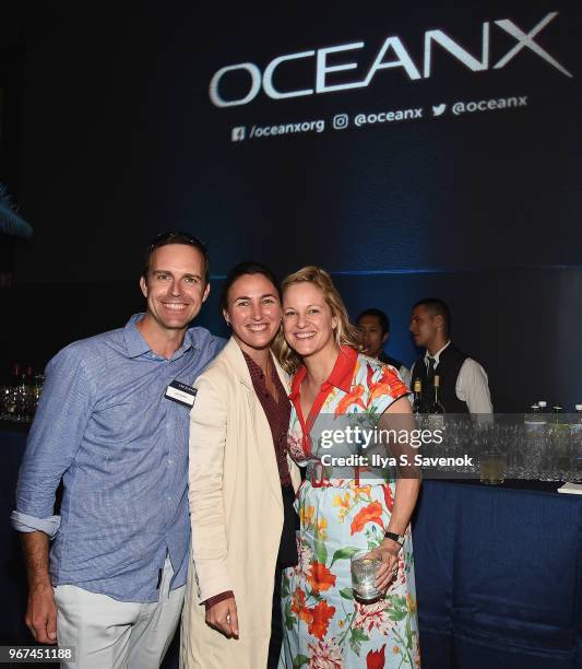 Ian Kellet, VICE Publisher Katherine Keating, and Jennifer Hile attend the Launch Of OceanX, a bold new initiative for ocean exploration, at the...