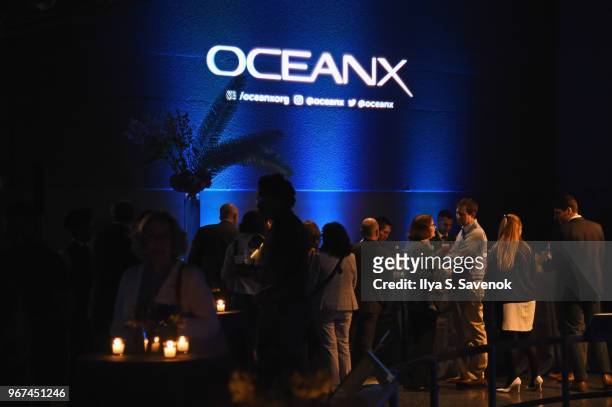 Guests attend the Launch Of OceanX, a bold new initiative for ocean exploration, at the American Museum of Natural History on June 4, 2018 in New...