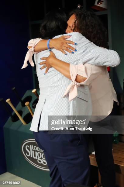 Anthony Seigler celebrates with his family after being selected 23rd overall by the New York Yankees during the 2018 Major League Baseball Draft at...
