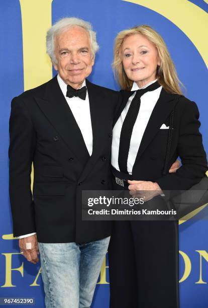 Ralph Lauren and Ricky Anne Loew-Beer attend the 2018 CFDA Fashion Awards at Brooklyn Museum on June 4, 2018 in New York City.