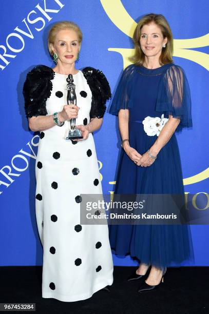 Founders award winner, Carolina Herrera and Caroline Kennedy attend the 2018 CFDA Fashion Awards at Brooklyn Museum on June 4, 2018 in New York City.