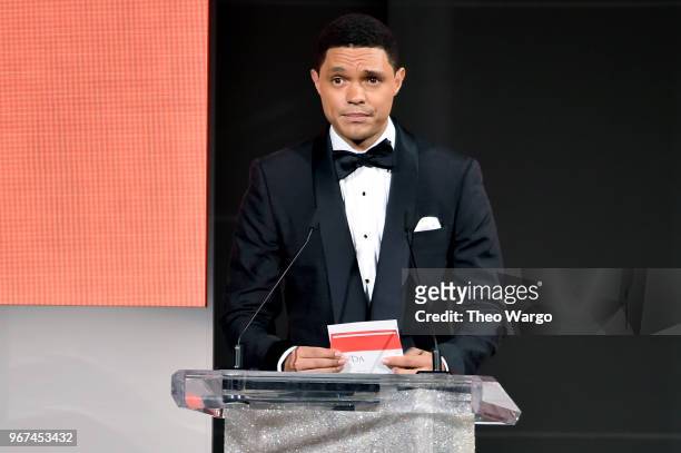 Trevor Noah speaks onstage during the 2018 CFDA Fashion Awards at Brooklyn Museum on June 4, 2018 in New York City.