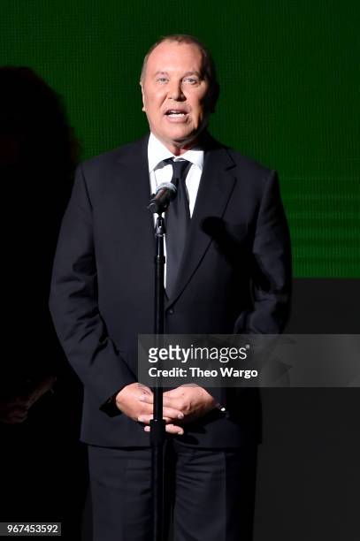 Designer Michael Kors speaks onstage during the 2018 CFDA Fashion Awards at Brooklyn Museum on June 4, 2018 in New York City.