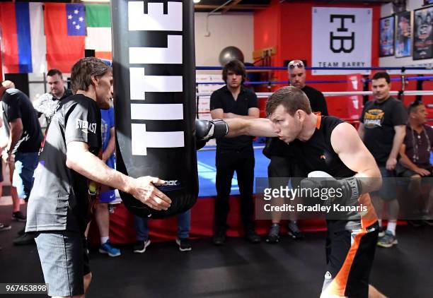 Jeff Horn in action during a training session on June 4, 2018 in Las Vegas, Nevada.