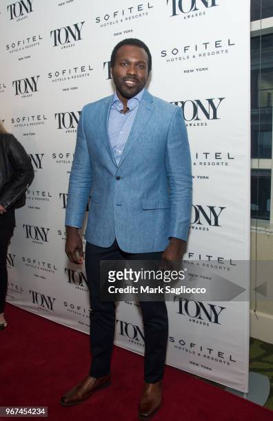 Actor Joshua Henry attends the 2018 Tony Honors For Excellence In The Theatre and 2018 Special Award Recipients Cocktail Party at the Sofitel Hotel...
