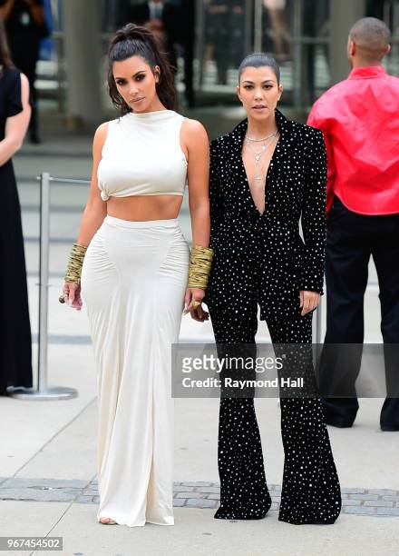 Kim Kardashian,Kourtney Kardashian are seen in Brooklyn on June 4, 2018 in New York City.