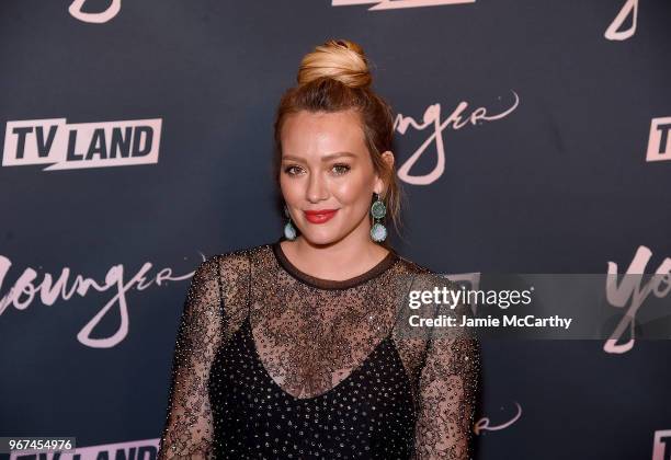 Hilary Duff attends the "Younger" Season 5 Premiere Party at Cecconi's Dumbo on June 4, 2018 in Brooklyn, New York.