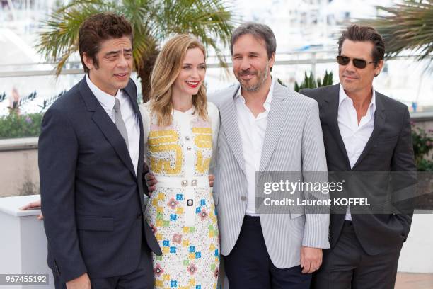 Benicio Del Toro, Emily Blunt, Denis Villeneuve et Josh Brolin lors du photocall du film 'Sicario' pendant le 68eme Festival du Film Annuel au Palais...