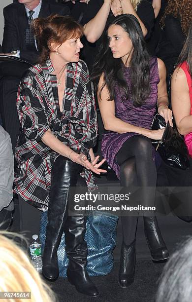 Actresses Susan Sarandon and Demi Moore attend the Donna Karan Collection Fall 2010 fashion show during Mercedes-Benz Fashion Week at 711 Greenwich...