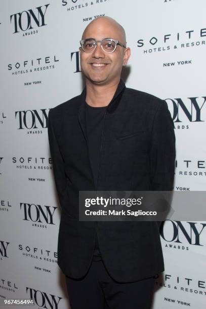 Ayad Akhtar attends the 2018 Tony Honors For Excellence In The Theatre and 2018 Special Award Recipients Cocktail Party at the Sofitel Hotel on June...