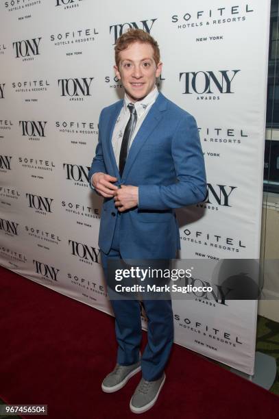 Ethan Slater attends the 2018 Tony Honors For Excellence In The Theatre and 2018 Special Award Recipients Cocktail Party at the Sofitel Hotel on June...