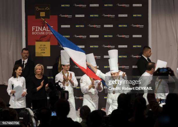 équipe française lors du Bocuse d'or considéré comme le championnat du monde des chefs cuisiniers remporté par la Norvège devant les Etats-Unis et la...