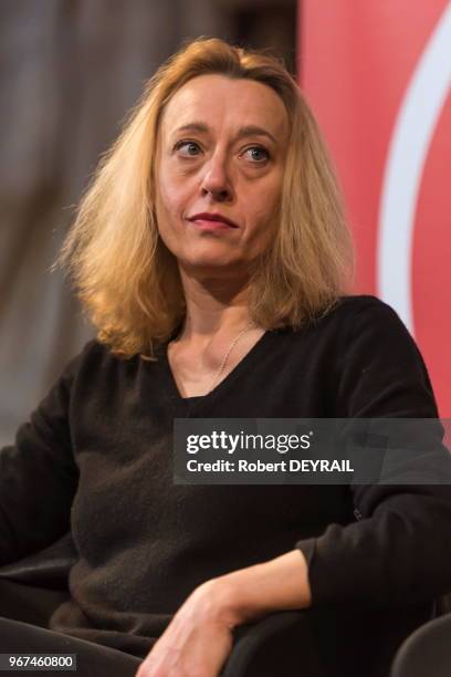 Virginie Despentes, écrivaine française, assiste aux 'Quais du Polar' assises annuelles du roman policier le 28 mars 2015 à Lyon, France.