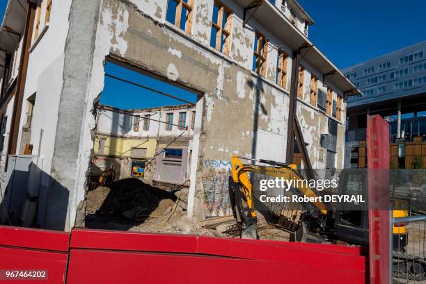 Chantier d'immeubles d'habitation dans le quartier dela Confluence, 27 septembre 2016, Lyon, France.