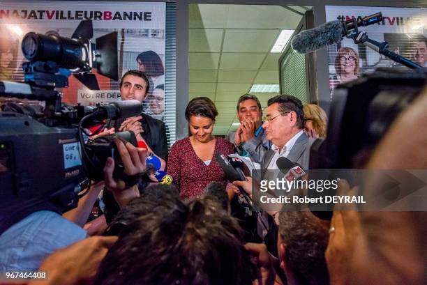 Najat Vallaud-Belkacem se rend à la permanence du Parti socialiste de Villeurbanne après sa défaite à l'élection législative de la 6ème...