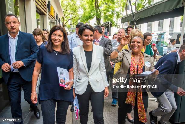 Anne Hidalgo et Christiane Taubira sont venues soutenir Najat Vallaud-Belkacem avant le deuxième tour des élections législatives de la 6ème...