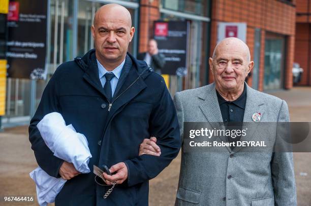 Jérome Bocuse et son père Paul Bocuse peu après sa sortie de l'hopital le 28 janvier 2013, Lyon, France.