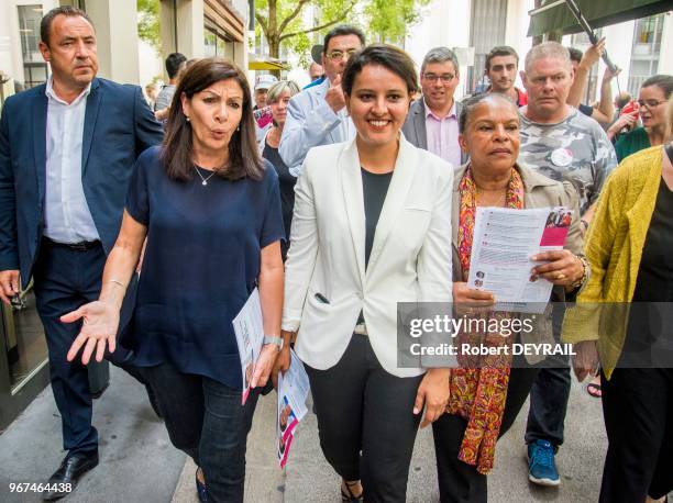 Anne Hidalgo et Christiane Taubira sont venues soutenir Najat Vallaud-Belkacem avant le deuxième tour des élections législatives de la 6ème...