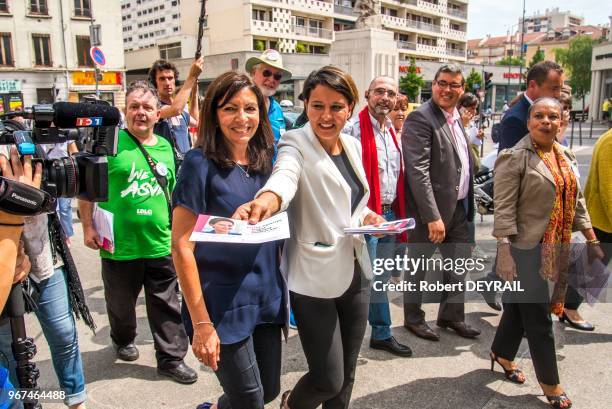 Anne Hidalgo et Christiane Taubira sont venues soutenir Najat Vallaud-Belkacem avant le deuxième tour des élections législatives de la 6ème...
