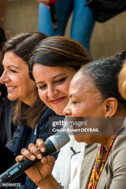 Anne Hidalgo et Christiane Taubira sont venues soutenir Najat Vallaud-Belkacem avant le deuxième tour des élections législatives de la 6ème...