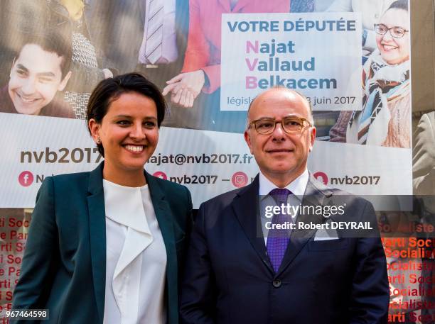 Bernard Cazeneuve est venu soutenir Najat Vallaud-Belkacem candidate du Parti Socialiste aux élections législatives dans la 6ème circonscription du...