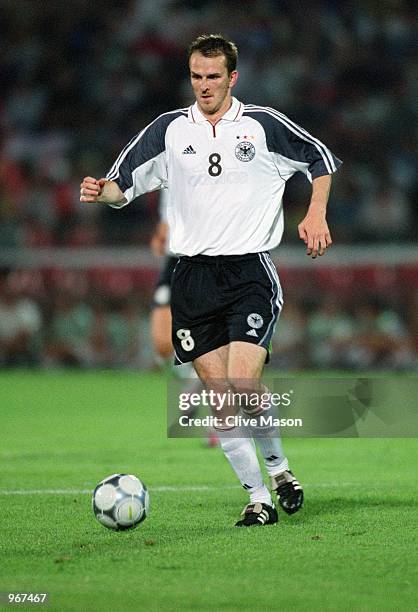 Dietmar Hamann of Germany runs with the ball during the International Friendly match against Hungary played at the Nepstadion, in Budapest, Hungary....
