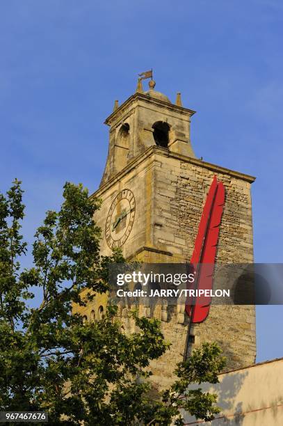 The belfry tower or tower of Porte du Tricot, Grignan, Drome Provencale area, Drome department, Rhone-Alpes region, France.