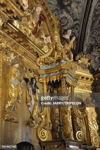 The former convent of the Visitandines Sainte Marie d en Haut, chapel of the Visitation, gilded wooden altarpiece, Dauphinois Museum, town of...