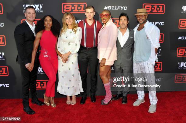 Actors Peter Krause, Angela Bassett, Connie Britton, Oliver Stark, Aisha Hinds, Kenneth Choi and Rockmond Dunbar attend the FYC Event for Fox's...