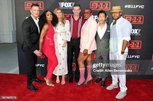 Actors Peter Krause, Angela Bassett, Connie Britton, Oliver Stark, Aisha Hinds, Kenneth Choi and Rockmond Dunbar attend the FYC Event for Fox's...