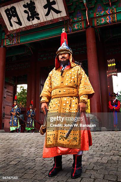 guards at palace - deoksugung palace foto e immagini stock