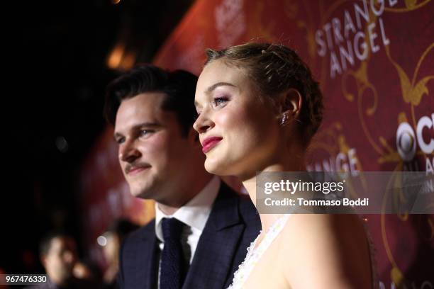 Jack Reynor and Bella Heathcote attend the Premiere Of CBS All Access' "Strange Angel" at Avalon on June 4, 2018 in Hollywood, California.