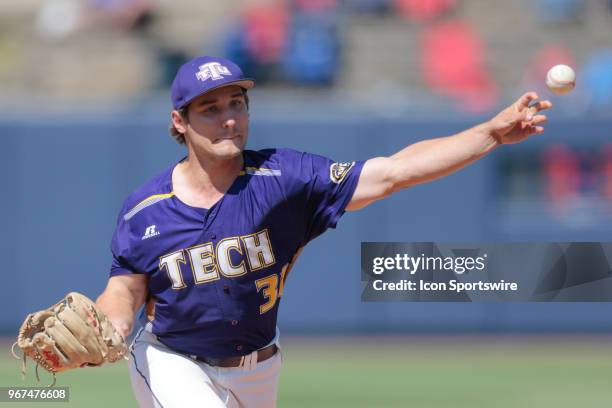 Tennessee Tech Golden Eagles pitcher Andrew O'Dwyer comes in to pitch during the Tennessee Tech Golden Eagles versus Mississippi Rebels game on June...