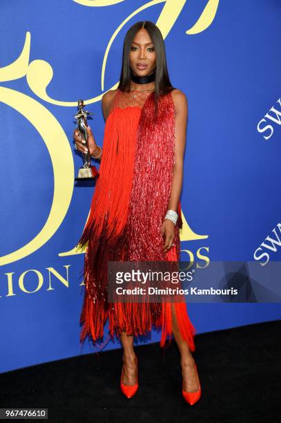 Fashion Icon award winner, Naomi Campbell attends the 2018 CFDA Fashion Awards Winners Walk at Brooklyn Museum on June 4, 2018 in New York City.