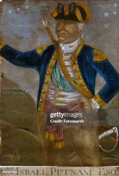 Portrait of Israel Putnam , an American army general who fought with distinction at the Battle of Bunker Hill during the American Revolutionary War ....