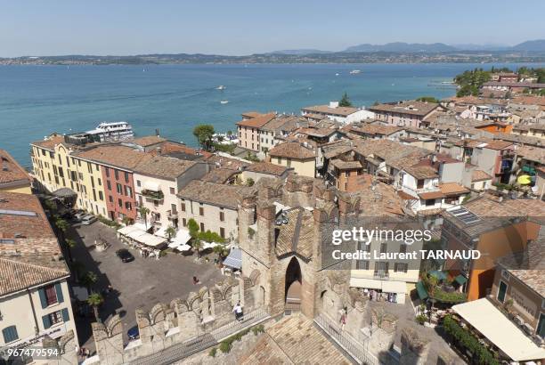 City of Sirmione on the Lake Garda famous for its roman ruins and thermae .