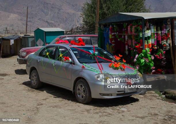 Afghan car decorated for a wedding, Badakhshan province, Ishkashim, Afghanistan.