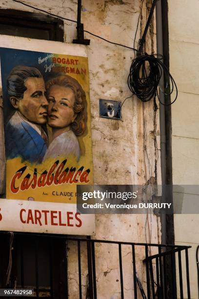 Affiche du Film Casablanca avec Humprey Bogart et Ingrid Bergmanl, 14 juillet 2016, Valence, Espagne.