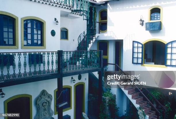 Brésil, état de Rio de Janeiro, pousada la Coloniale à Buzios//Brazil, state of Rio de Janeiro, Pousada the Colonial in Buzios, circa 1980.