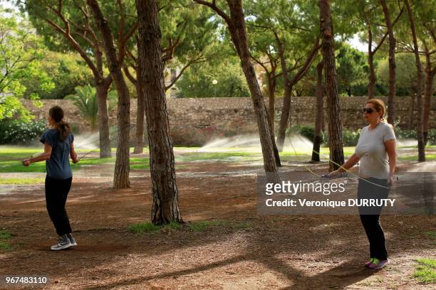 Sport aux Jardins du Turial, 15 juillet 2016, Valence, Espagne.