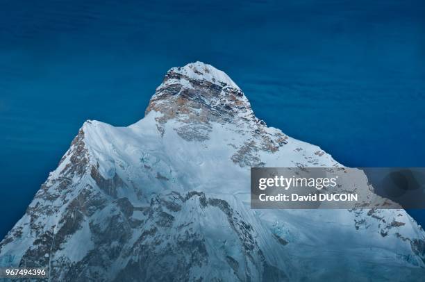 Jannu peak at 7711 m from Mirgin la from Tseram to Ghunsa, Kangchenjunga area, Taplejung district, Nepal.